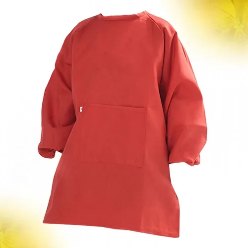 Vista 5 de FRCOLOR Long Sleeve Painting Smock Apron in Crimson Art Coat Protector with Adjustable Closure Stain-resistant Cover for Drawing and Watercolor
