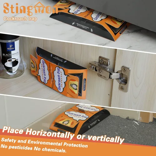 Vista 4 de Stingmon - Paquete de 18 trampas adhesivas para cucarachas para interiores, hogar, trampas adhesivas para cucarachas, trampas adhesivas