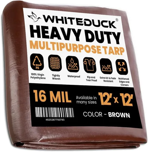 Vista 14 de WHITEDUCK Lona de polietileno súper resistente de 16 mil de grosor, 12 x 16 pies, impermeable, 100% resistente a los rayos UV, a prueba de Azul- 16
