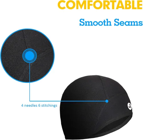 Vista 6 de Lightweight Thermal Skull Cap Ears Warm Cycling Helmet Liner Winter Running Beanie Hats Sweat Wicking