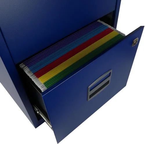 Vista 5 de Bisley Archivador de acero con dos cajones para el hogar u oficina, azul marino (FILE2-NV)