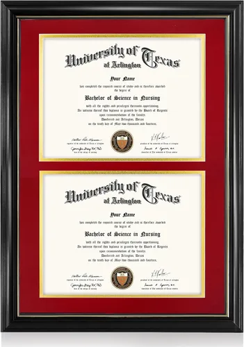 Vista 44 de GraduationMall Marco de diploma de certificado de 8.5 x 11, madera maciza y vidrio templado, acabado negro con ribete dorado