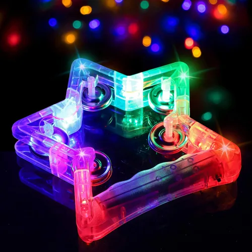 Vista 5 de Facmogu Paquete de 2 panderetas iluminadas con 10 jingles de metal, 3 modos LED intermitentes de pandereta musical, instrumento de percusión