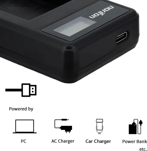 Vista 2 de Norifon EN-EL23 Cargador USB LCD para Nikon Coolpix P600, Coolpix P610, Coolpix P900 Cámara y más