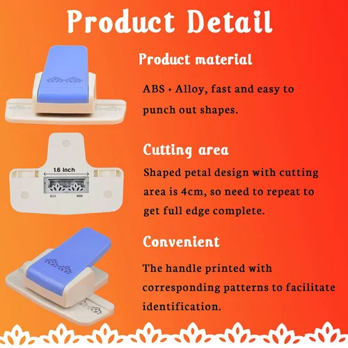 Vista 5 de ECOHU Border Punch - Perforador de estampado de flores para álbumes de recortes, tarjetas de boda, decoración y artes de bricolaje