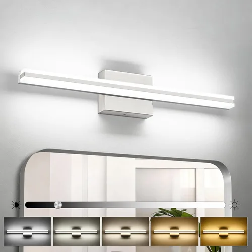 Vista 16 de SOLFART Lámparas de baño regulables sobre espejo LED modernas de 5CCT, luz de tocador negra de 24 pulgadas, luces de pared