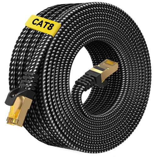 Vista 14 de ARISKEEN Cable Ethernet Cat 8 de 1 pie, paquete de 2 unidades, cable de conexión de red LAN Cat8 de alta velocidad, cable de Internet plano RJ45