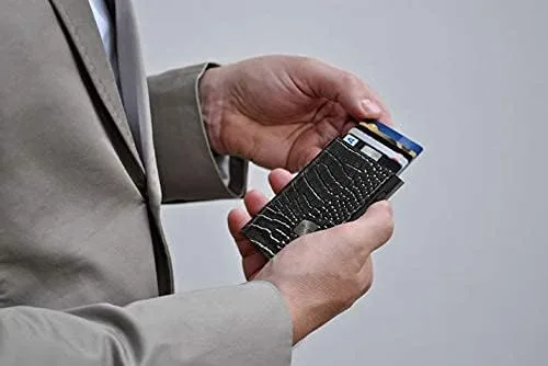 Vista 9 de Tru Virtu Cartera CLICK & SLIDE Cuero, Croco BlackBlack