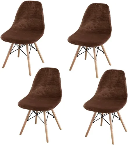 Vista 7 de Fundas elásticas para silla de terciopelo modernas de mediados de siglo, fundas para sillas sin brazos, para cocina, comedor, sala de estar