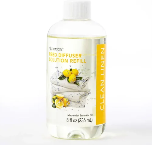 SpaRoom Recambio de aceite difusor de varillas – Aroma de lino limpio, mezcla crujiente y refrescante de 8 onzas con detalles de limón, aroma ligero