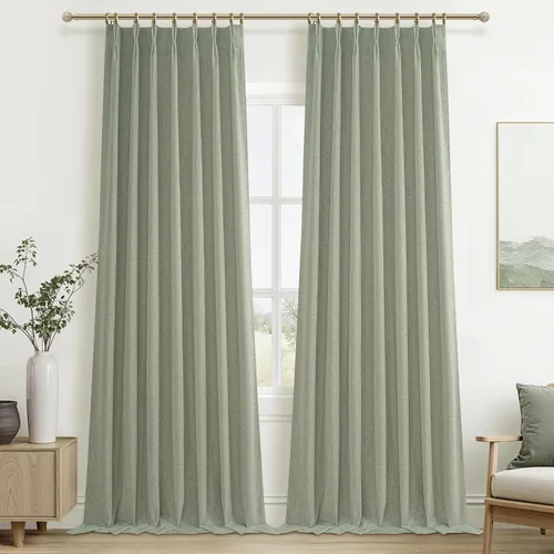 Vista 17 de Cortinas y Drapeados Modernos con Pliegues Pellizco Rosa Bebé de 84 Pulgadas de Largo, Juego de 2 Paneles para Sala de Estar, Cortina de Ventana