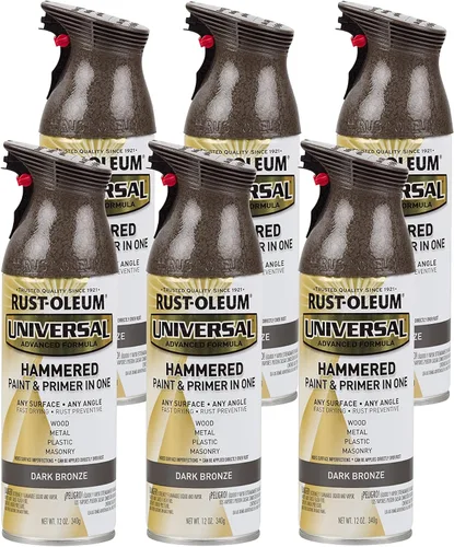 Vista 47 de Rust-Oleum 267298-6PK Pintura en aerosol martillada universal para todas las superficies, 12 onzas, blanco, paquete de 6