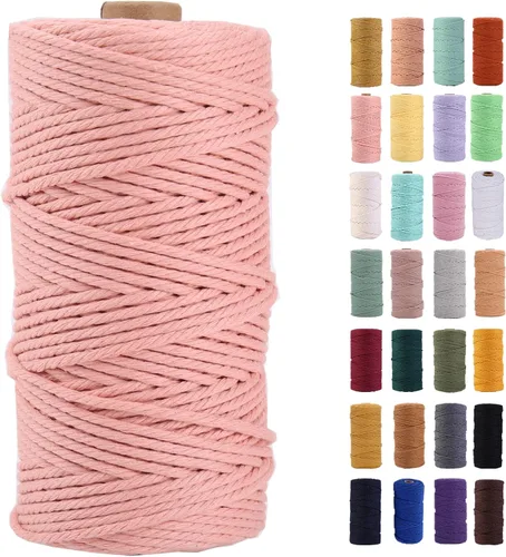 Vista 63 de Cuerda de macramé azul aire de 0.079 in x 220 yardas, cuerda de algodón colorido de algodón suave para colgar en la pared, colgadores de plantas