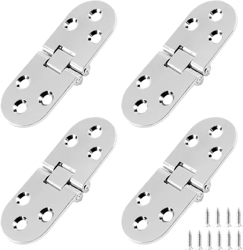 Vista 7 de 4 bisagras plegables de mesa resistentes, bisagra superior abatible para máquina de coser plateada, bisagra de bandeja de mayordomo de aleación