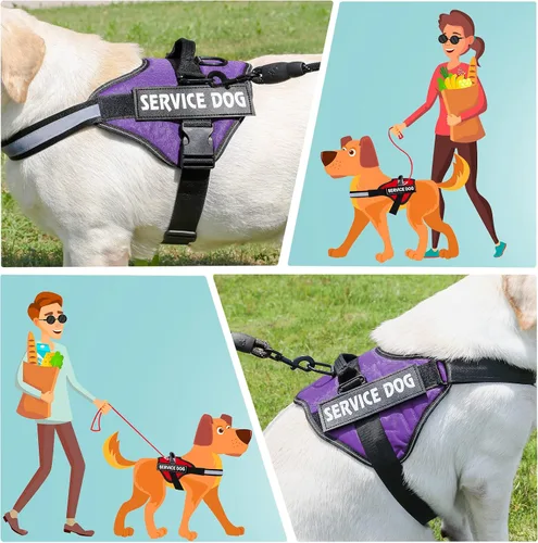 Vista 4 de MUMUPET - Arnés para perro guía, fácil de poner y quitar, arnés de chaleco para mascotas, reflectante 3M, transpirable y fácil de ajustar, con mango