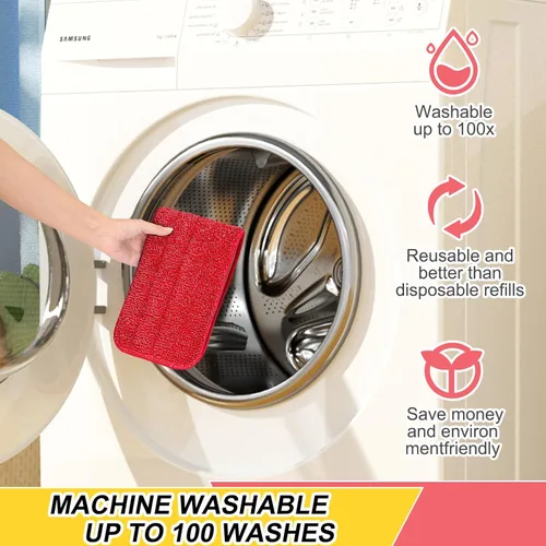 Vista 5 de Almohadillas reutilizables de 16.5 pulgadas, cabezales de repuesto de trapeador de microfibra para mopas húmedas y secas, compatibles con el sistema