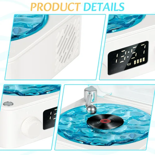 Vista 6 de The Waves - Reproductor de vinilo con luz ondulada, altavoz Bluetooth de vinilo ondulado compatible con Bluetooth, TF, modo AUX, tocadiscos