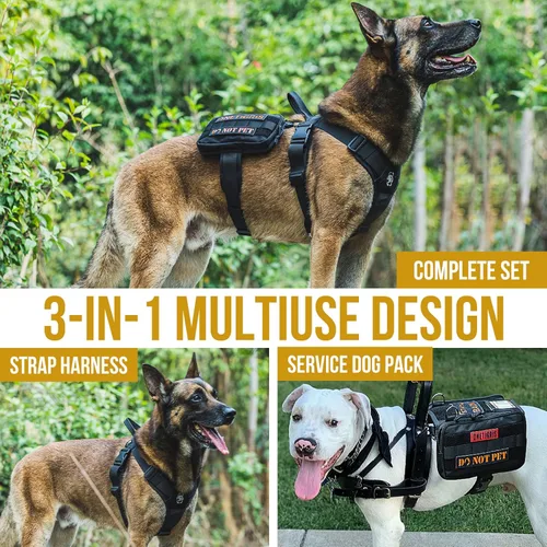 Vista 5 de OneTigris Arnés de Chaleco para Perro de Servicio, Capa para Perro de Servicio Arnés de Mochila para Perro Guardián con Bolsillos Bolsa de Sillín