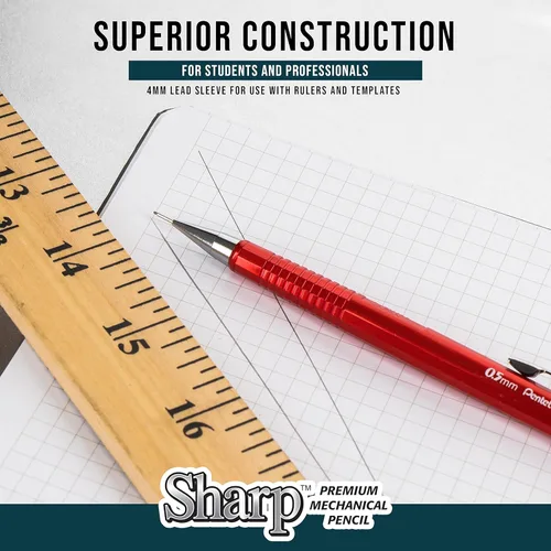 Vista 4 de Pentel P205BP2-K6 Portaminas/Automático afilado, 0.5 mm, negro, 2 unidades (paquete de 1) - El empaque puede variar.