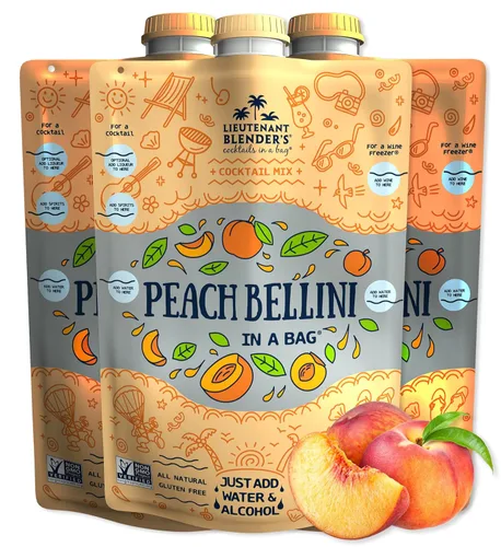 Vista 11 de Lt. Blender's Peach Bellini in a Bag – Mezclas de vino para granizado – Cada bolsa hace 1/2 galón de mezcla congelada de Peach Bellini – Mezcla