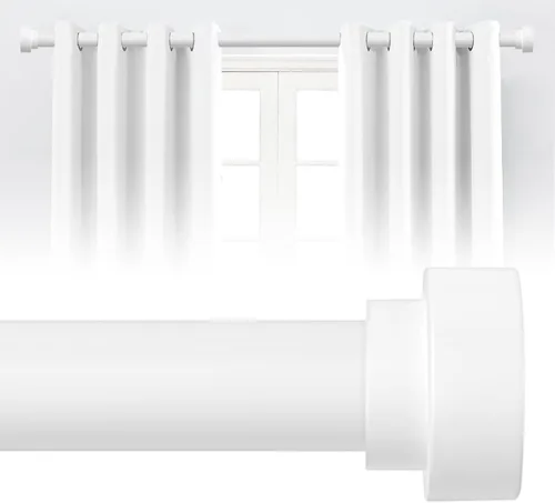 Vista 8 de HEI! DEAR Barras de cortina blancas para ventanas de 28 a 48 pulgadas (2.3-4 pies), barras de cortina resistentes de 1 pulgada, barra de cortinas