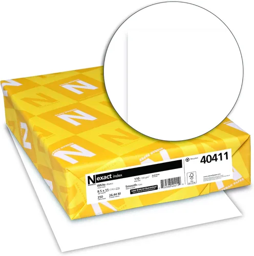 Neenah Paper Exact Cartulina de Índice, 94 Bright, 110 lb Peso Índice, 8.5 x 11, Blanco, 250/Paquete
