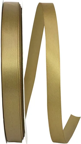 Reliant Ribbon 4950-974-03C Cinta de satén de doble cara, 5/8 pulgadas x 100 yardas, oro antiguo