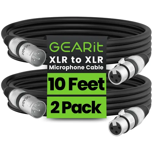 Vista 13 de GEARit XLR - Cable de micrófono macho a hembra (1 pie, paquete de 2) mezclador blindado equilibrado de 3 pines, estudio de grabación, podcast