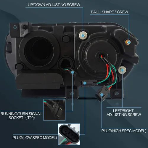 Vista 6 de Conjunto de faros delanteros VLAND Compatible con Dodge Challenger 2008-2014 3ra Gen Cupé, Normal