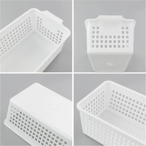 Vista 3 de Paquete de 6 cestas de almacenamiento de plástico blanco, cesta de almacenamiento pequeña