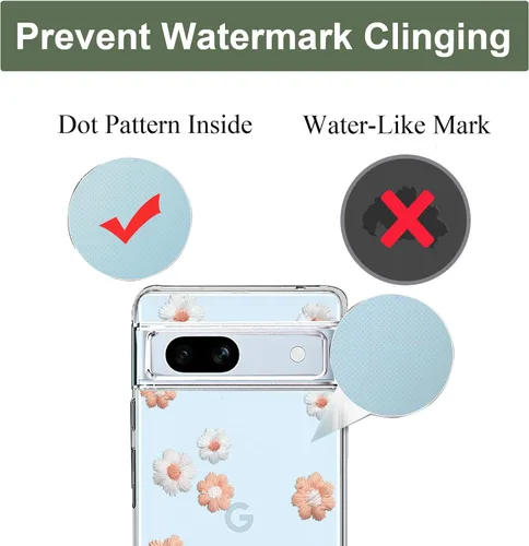 Vista 8 de Unov Funda para Pixel 7a, transparente con diseño, ajuste delgado, buen agarre, funda de teléfono en relieve, cubierta protectora a prueba de Flores