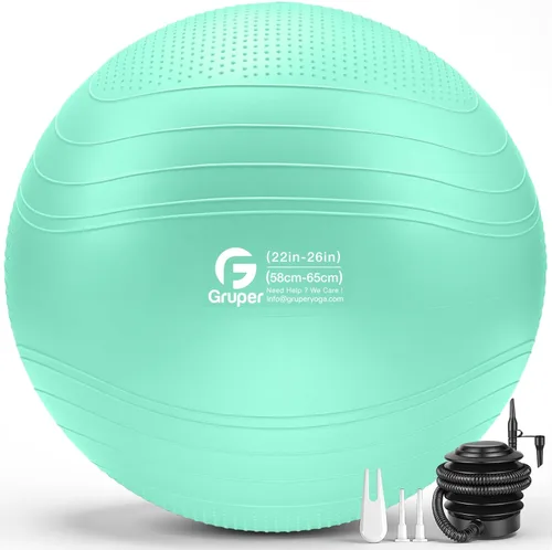 Vista 14 de Gruper Yoga Ball, Extra Thick Non Slip Exercise Ball for Workout, Birthing, Balance, Stability, Pregnancy, 4 Sizes Anti Burst Chair for Home and