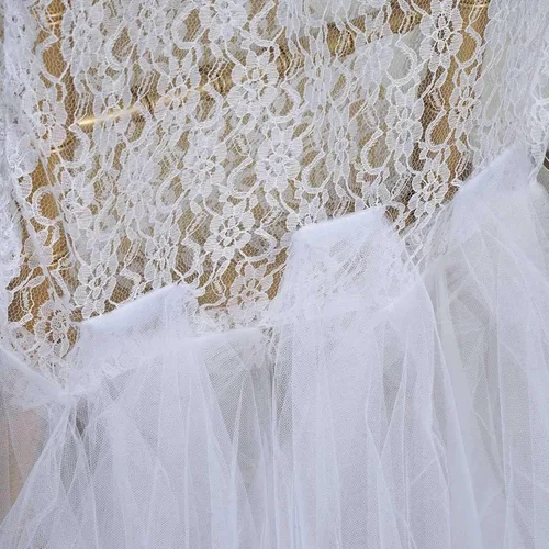 Vista 2 de Efavormart - 10 piezas de falda tutú para silla de encaje blanco y tul, decoración de silla para eventos de boda