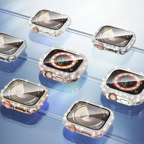 Vista 8 de LETOID Funda protectora de pantalla impermeable brillante de 1.614 in para Apple Watch Series 9, 8, 7, 2 en 1, cubierta frontal y trasera