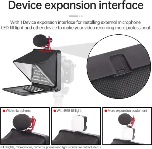 Vista 7 de LENSGO Teleprompter portátil para iPad Tablet Smartphone Cámara DSLR de 7.9 pulgadas, APP compatible con sistema iOS y Android para enseñanza