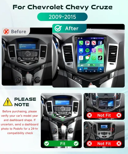 Vista 2 de Radio estéreo de coche 4G+64G para Chevrolet Cruze 2009-2015 con CarPlay Android Auto, Tesla estilo 9.7 pulgadas IPS pantalla táctil Android 13