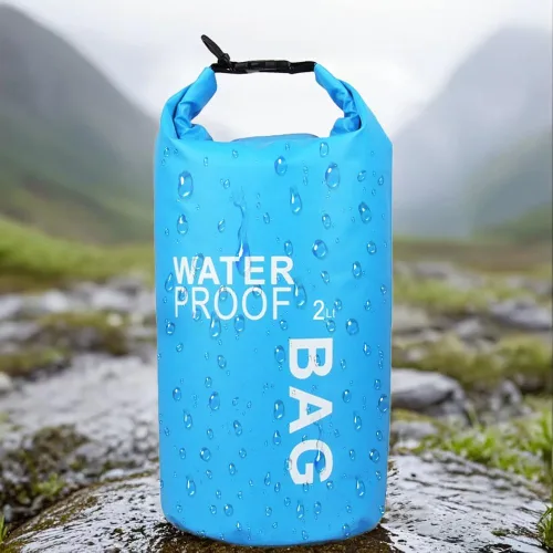 Bolsa seca impermeable de 2 litros, saco ligero enrollable para kayak, natación, campamento y playa, compacto y resistente al agua, esencial para