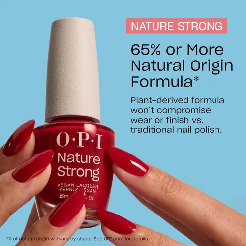 Vista 5 de OPI Nature Strong Natural Origin 3-Step System Botanical Base Coat, Top Coat, and Various Nail Polish Colors High Shine + Color Protection