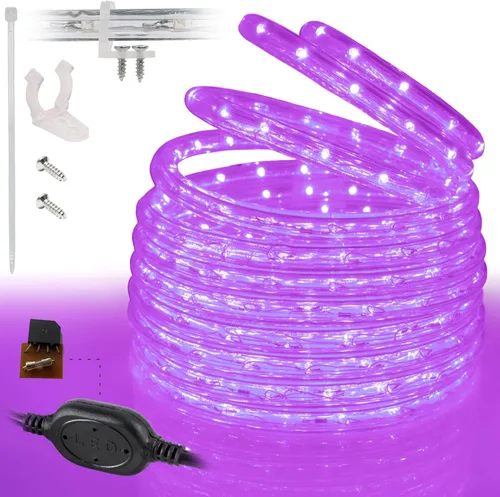 Vista 14 de Cuerda de luces LED de color blanco cálido de 10 pies, conectable al aire libre, permanente, impermeable, iluminación exterior, funda de PVC