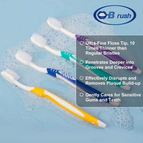 Vista 5 de B Rush B - Cepillos de dientes extra suaves para adultos, cepillo de dientes con hilo dental para dientes sensibles y encías retraídas, cerdas