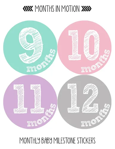 Vista 4 de Calcomanías mensuales para bebé, calcomanías de hitos para bebé, calcomanías para niña recién nacida, calcomanías de mes para niña, calcomanías