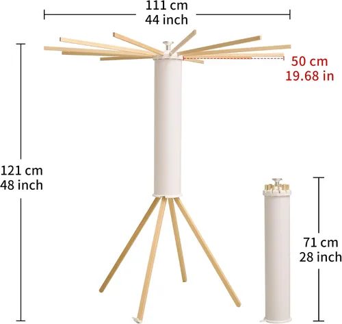 Vista 9 de LEQ Tendedero plegable para ropa interior con 4 pies de soporte, tendedero de ropa para apartamento con 12 brazos de secado de madera