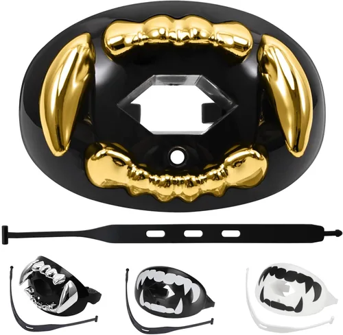 Vista 11 de Protector bucal de fútbol americano con correa, protector bucal transpirable para jóvenes y adultos, protector de dientes y labios