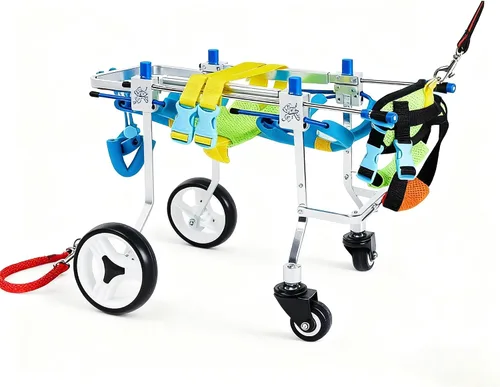 Dog Wheelchair for Back Legs, Adjustable Pet Mobility Cart, Lightweight Aircraft Aluminum Hind-Leg Support with EVA Wheels, Rehab Walking Aid for