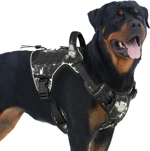 Vista 57 de Auroth - Arnés táctico para perros, ajustable y reflectante, K9, antitirones, chaleco de entrenamiento para mascotas, arnés de servicio militar