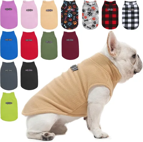 Vista 26 de BEAUTYZOO Chaleco de vellón para perros pequeños, de invierno y clima frío, con anillo en D, con anillo en D para correa, resistente al viento rojo