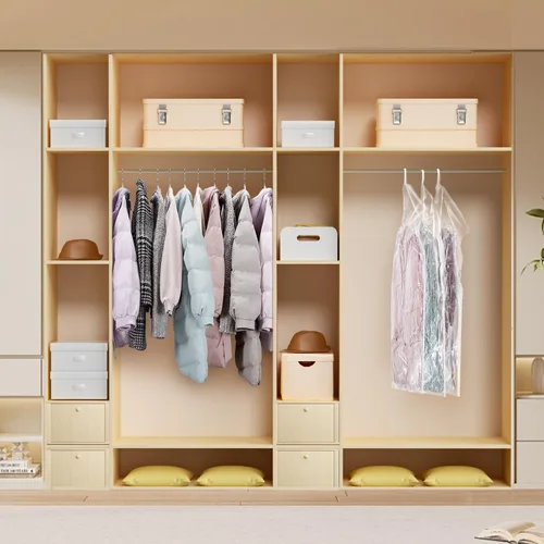 Vista 7 de Bolsas de almacenamiento al vacío colgantes para ropa con bomba de mano, bolsa de almacenamiento para abrigos colgante, bolsas de vacío para ropa