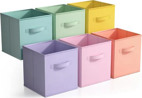 Sorbus – Cubos de almacenamiento de tela de 11 pulgadas – Botes plegables resistentes con asa – 6 canastas plegables para organizar ropa, juguetes,