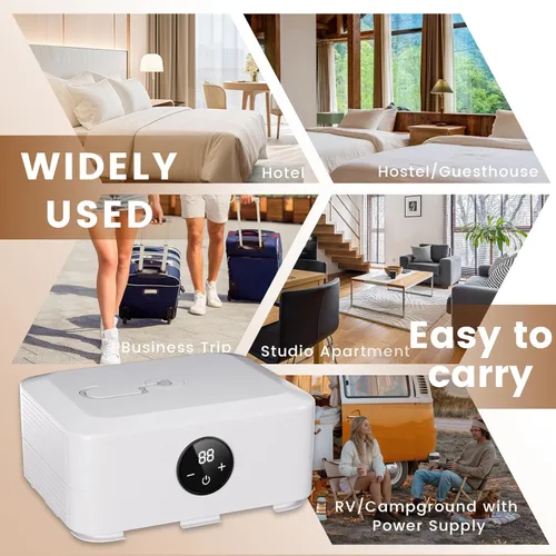 Vista 7 de Secadora de ropa portátil, mini secadora de lavandería con función de temporizador de 6 velocidades, secadora eléctrica plegable con bolsa de secado