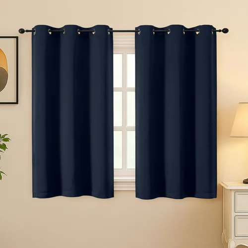 Vista 128 de Simplebrand Juego de 2 paneles de cenefa aguamarina para ventana de cocina de 14 pulgadas de largo, cortinas de oscurecimiento de habitación